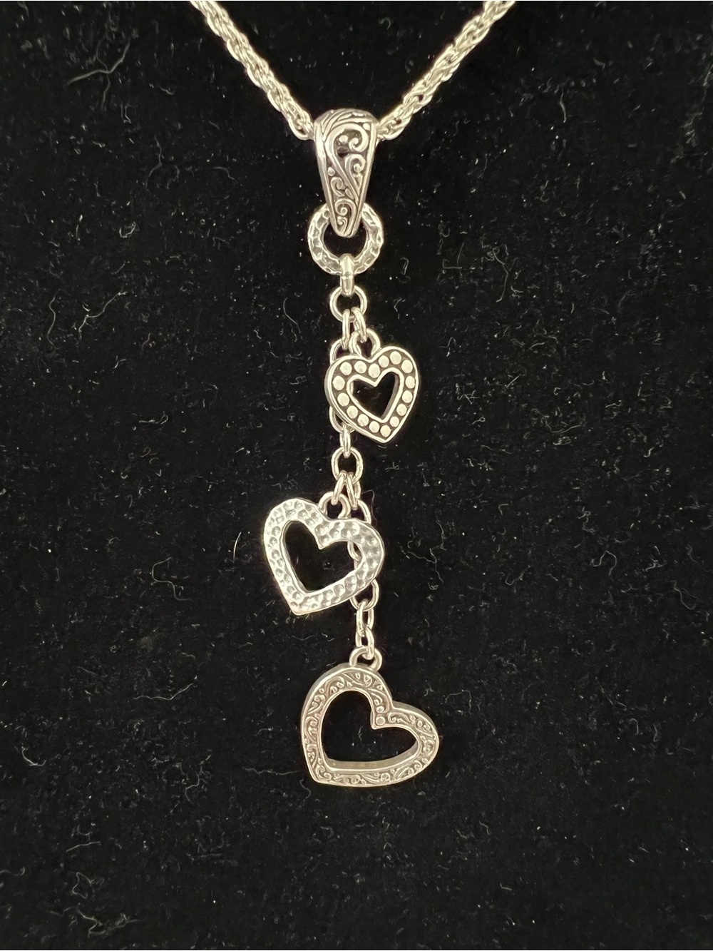 Sarda Balinese Filigree Sterling Silver Heart Drop Pendant